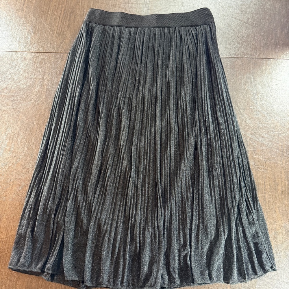 Metrowear Elegant Shiny Black Pleated Skirt Sz PXL